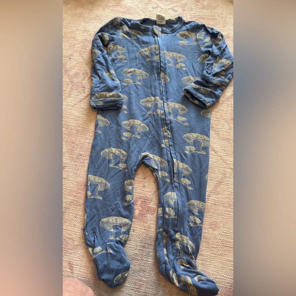 Kate Quinn Blue Mushroom Print Footie